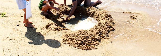 シーサイドももち海浜公園地行浜でお風呂を作る
